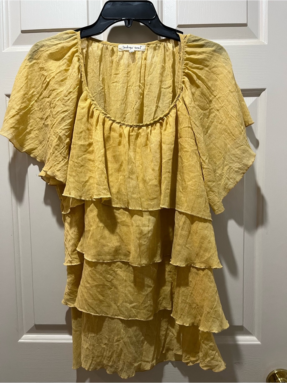 Indigo Layered Ruffle Blouse in Gold